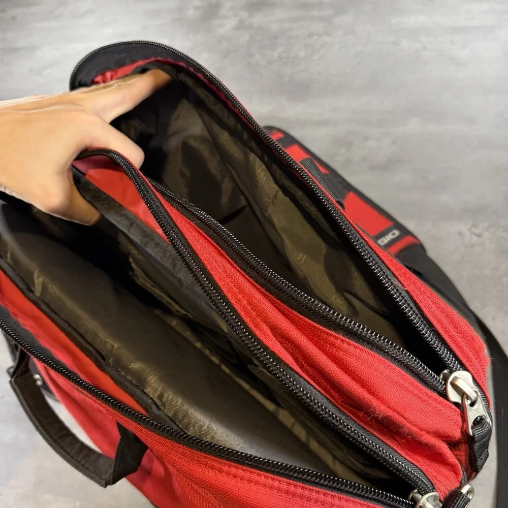 Vintage OGIO Laptop Messenger Bag Black Red Commuter Y2K Cyber Tech‎ Satchel